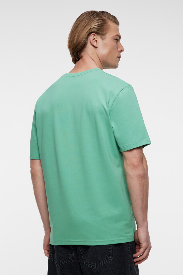 Футболка oversize хлопковая базовая - цвет зеленый - 3