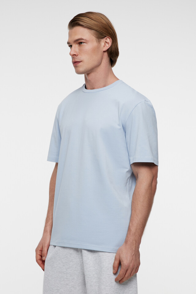 Футболка oversize хлопковая базовая - цвет голубой - 3