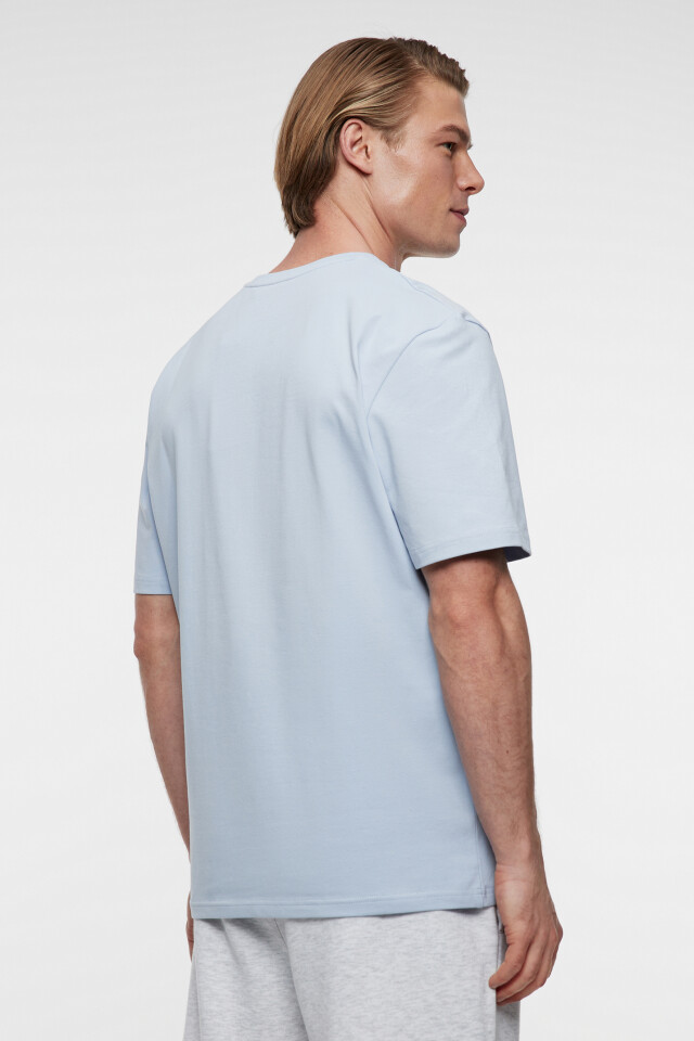 Футболка oversize хлопковая базовая - цвет голубой - 4