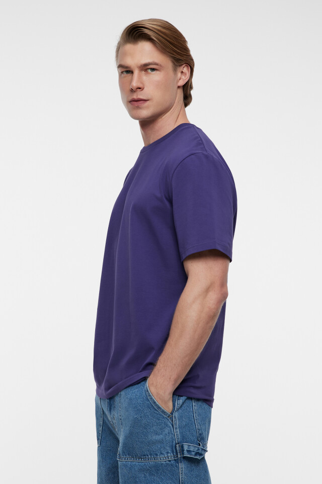 Футболка oversize хлопковая базовая - цвет бордовый - 3