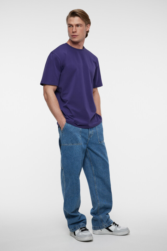 Футболка oversize хлопковая базовая - цвет бордовый - 1