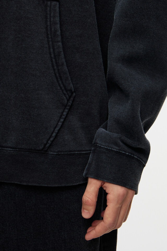 Толстовка oversize хлопковая с капюшоном и карманом - цвет черный - 6