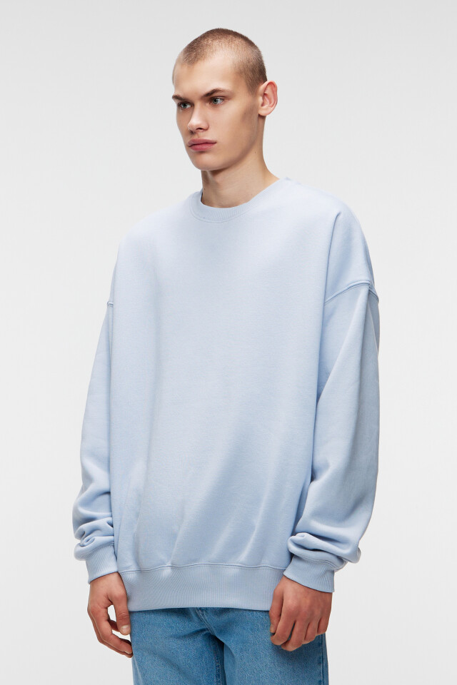 Свитшот oversize хлопковый базовый с начесом - цвет голубой - 3