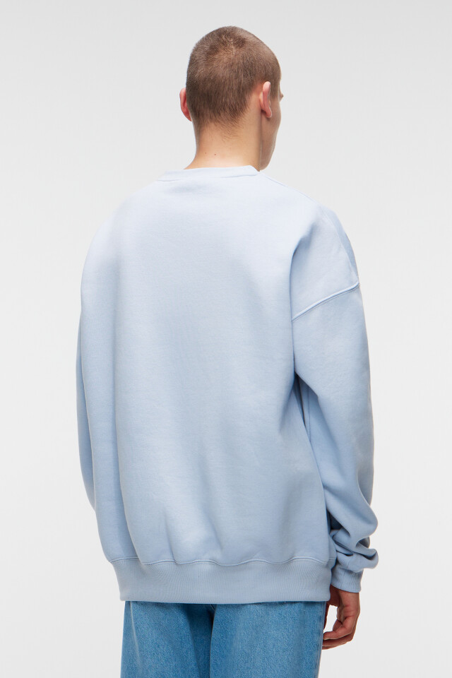 Свитшот oversize хлопковый базовый с начесом - цвет голубой - 4