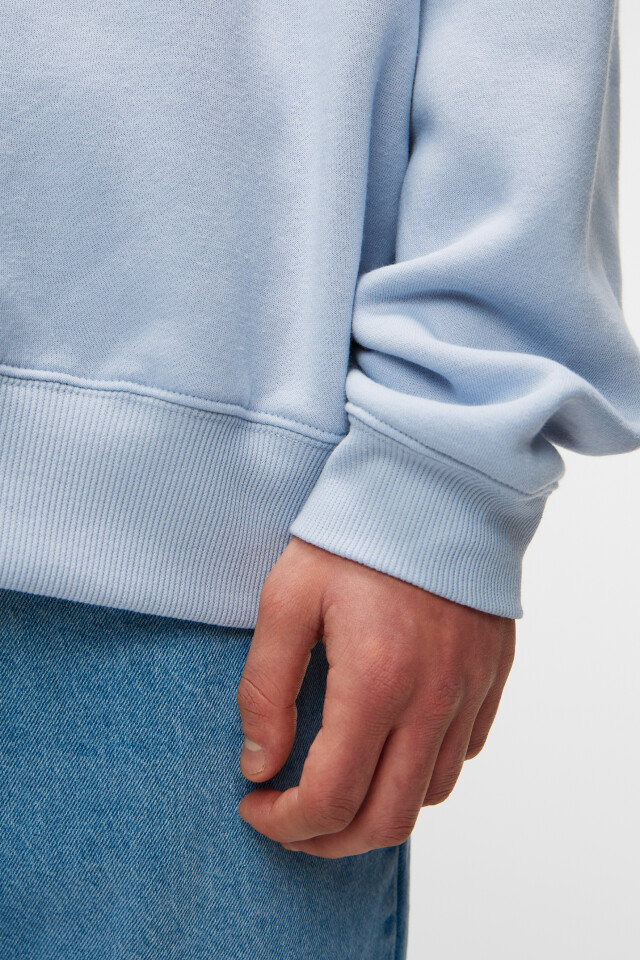 Свитшот oversize хлопковый утепленный с принтом - цвет голубой - 7