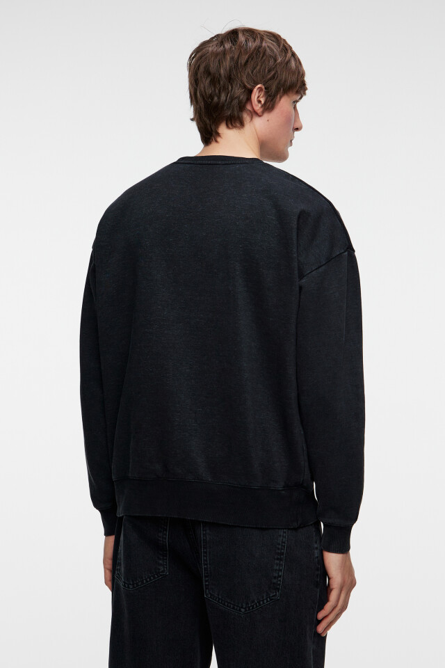 Свитшот oversize утепленный с принтом - цвет черный - 3