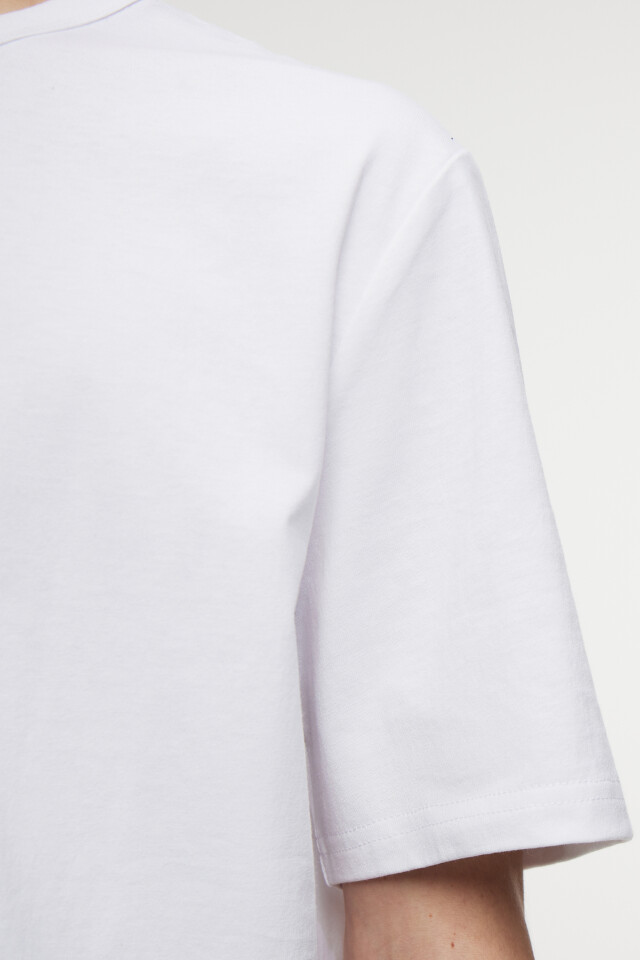 Футболка oversize хлопковая однотонная - цвет белый - 6