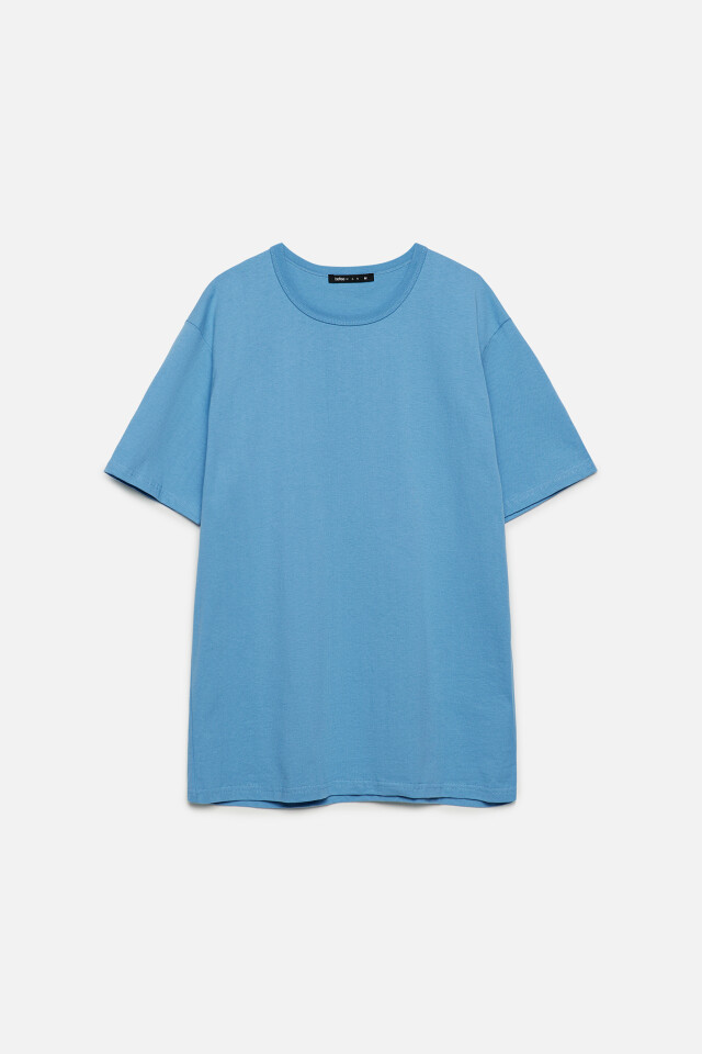 Футболка oversize хлопковая однотонная - цвет голубой - 7