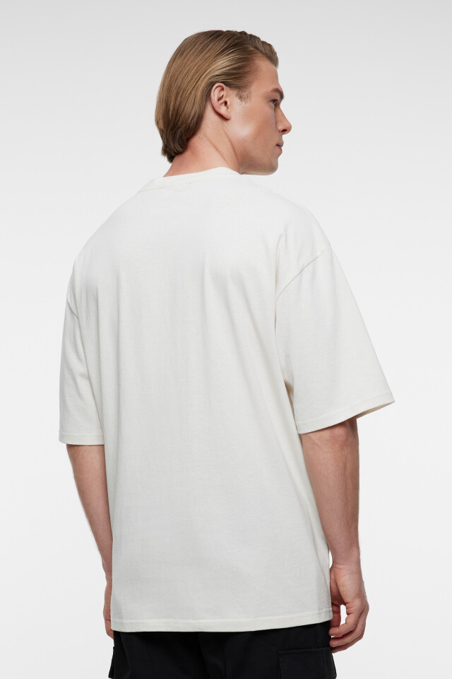 Футболка oversize прямая хлопковая с принтом - цвет белый - 3