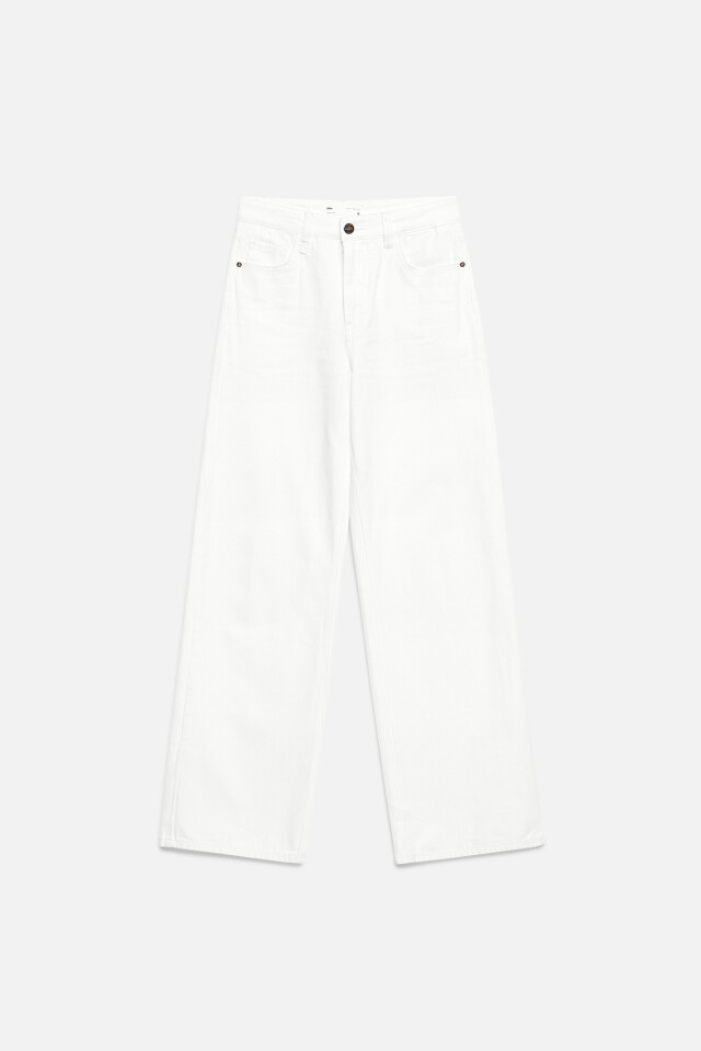 Джинсы wide leg цветные с высокой посадкой - цвет белый - 9