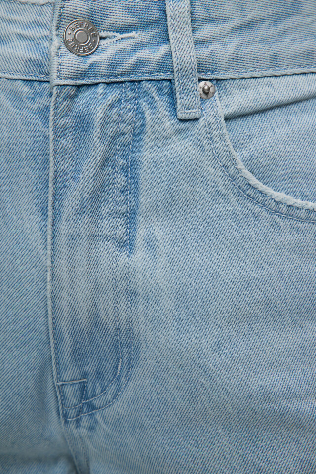 Джинсы wide leg широкие с открытыми срезами - цвет голубой - 5