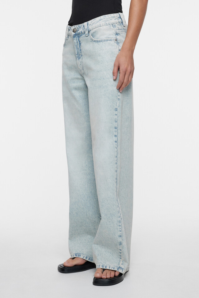 Джинсы wide leg широкие с заниженной посадкой - цвет голубой - 2