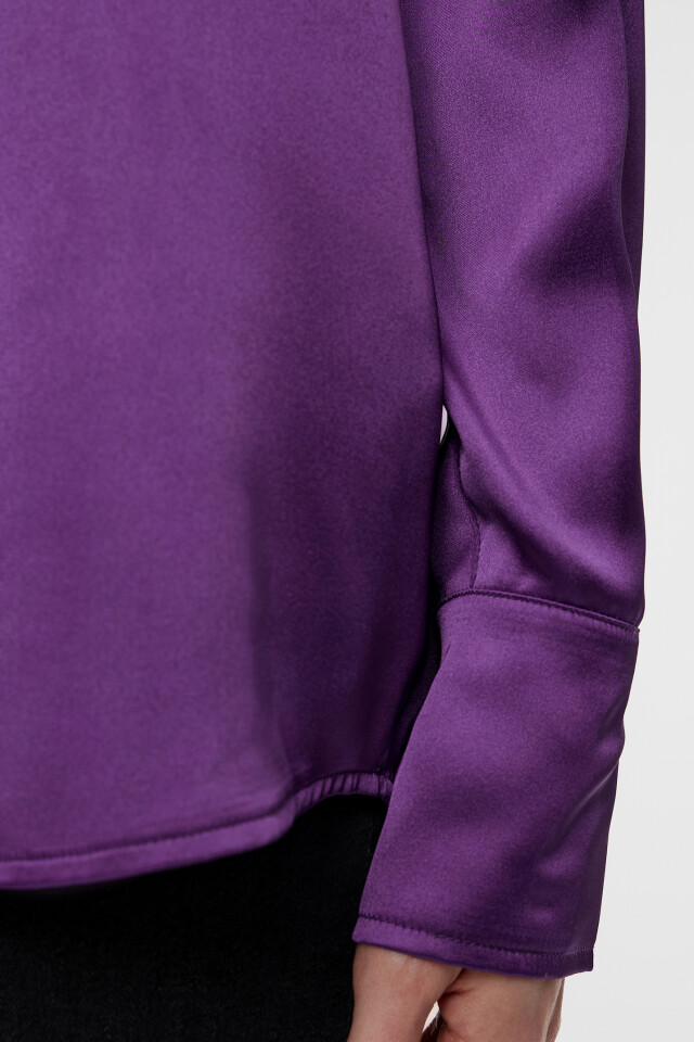 Блузка-рубашка oversize атласная - цвет фиолетовый - 7