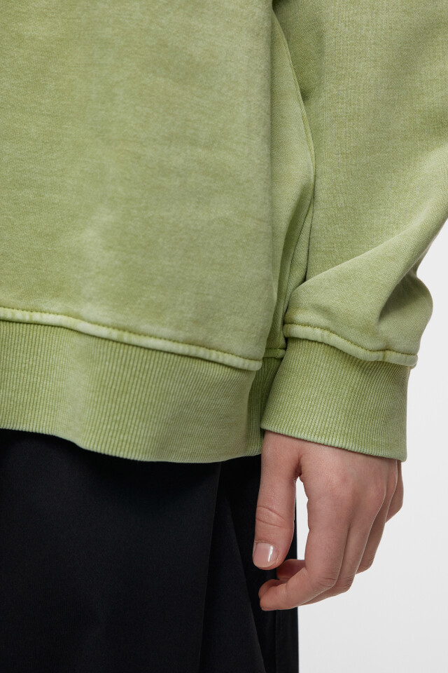 Свитшот oversize хлопковый с состаренным эффектом - цвет зеленый - 6
