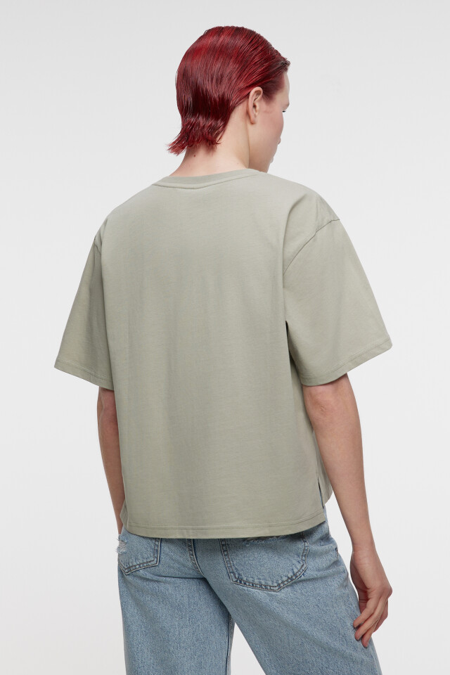 Футболка oversize хлопковая однотонная - цвет зеленый - 9