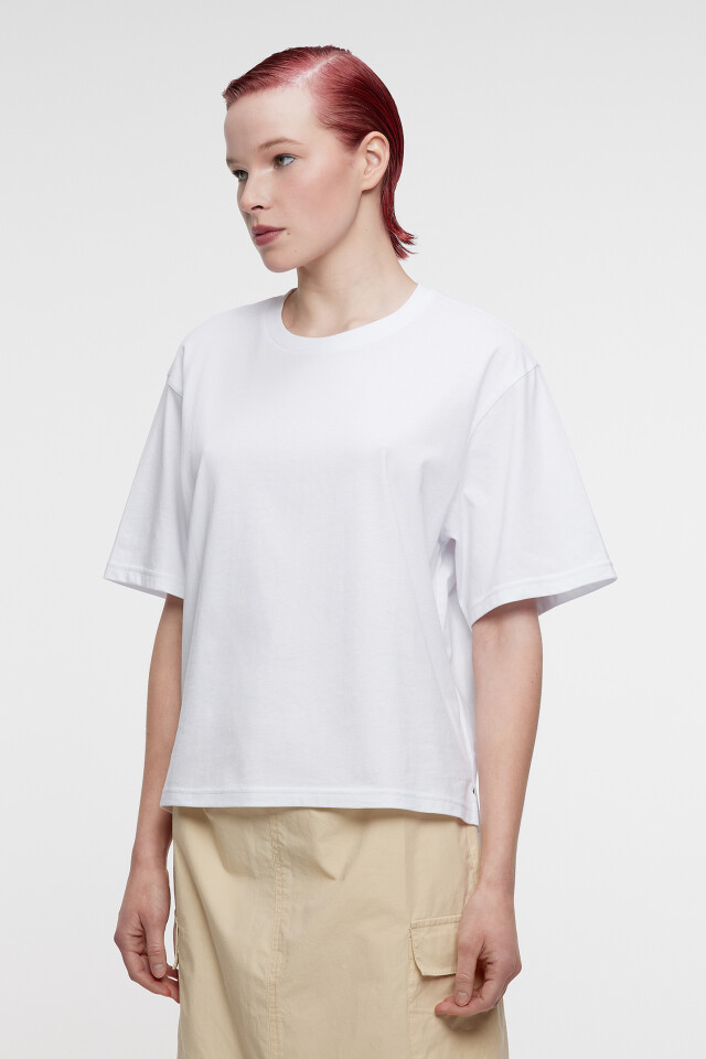 Футболка oversize хлопковая однотонная - цвет белый - 2