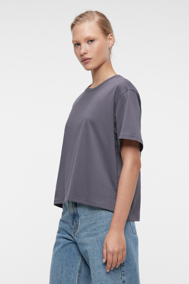 Футболка oversize хлопковая однотонная - цвет серый - 2