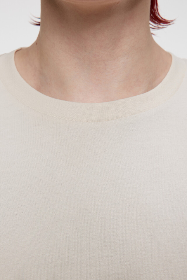 Футболка oversize хлопковая однотонная - цвет бежевый - 5