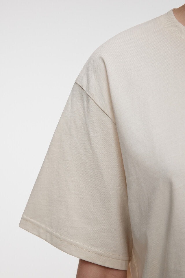 Футболка oversize хлопковая однотонная - цвет бежевый - 6