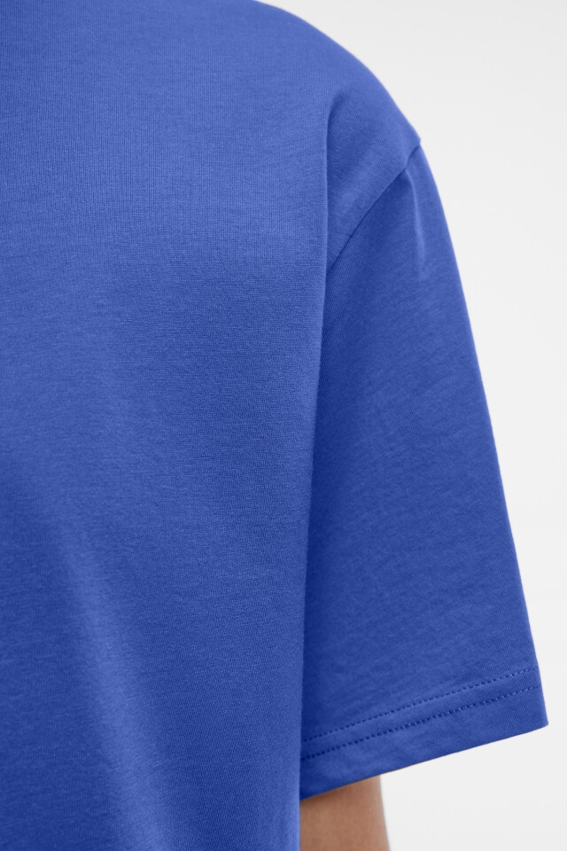 Футболка oversize хлопковая однотонная - цвет синий - 5