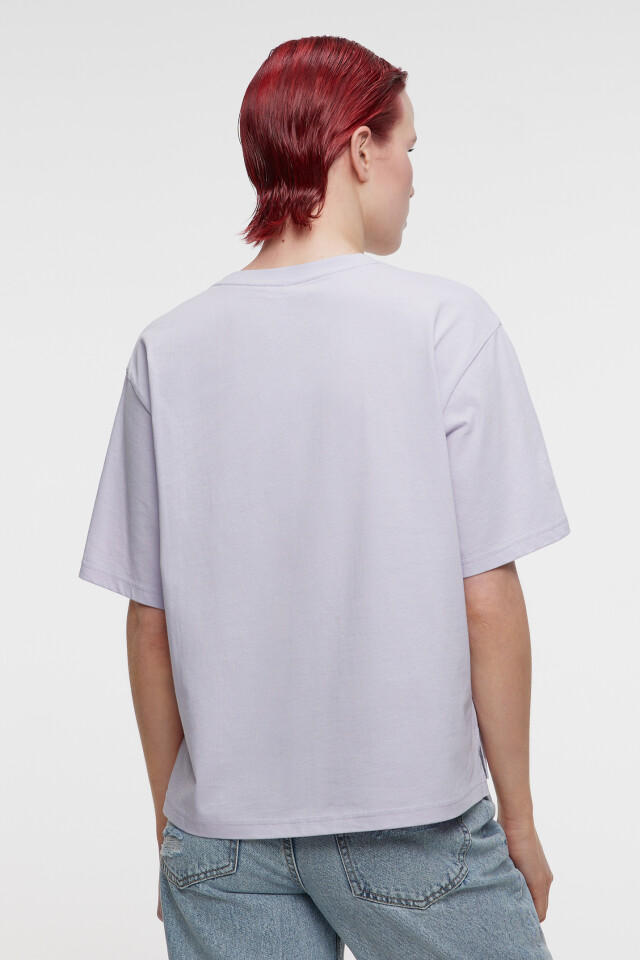 Футболка oversize хлопковая однотонная - цвет сиреневый - 8