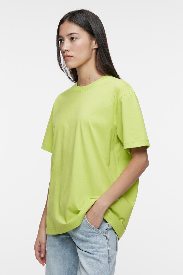 Футболка oversize хлопковая однотонная - цвет зеленый - 3