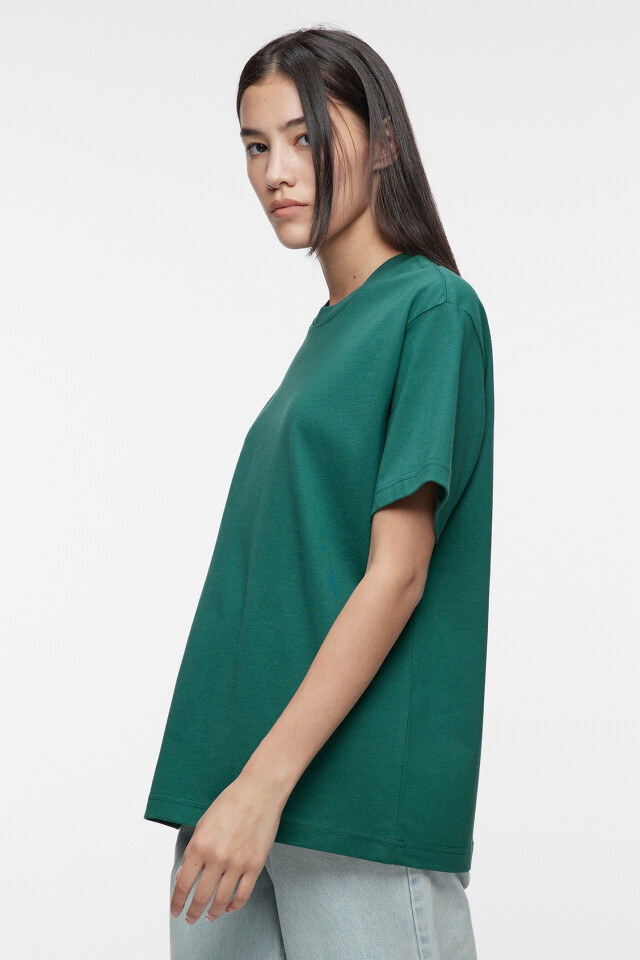 Футболка oversize хлопковая однотонная - цвет зеленый - 2