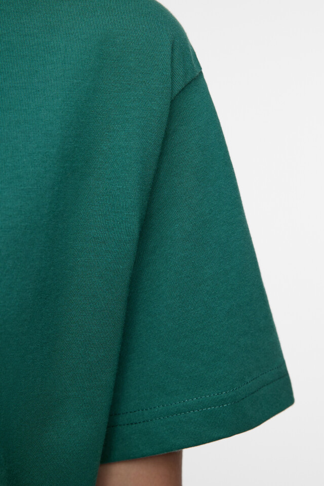 Футболка oversize хлопковая однотонная - цвет зеленый - 5