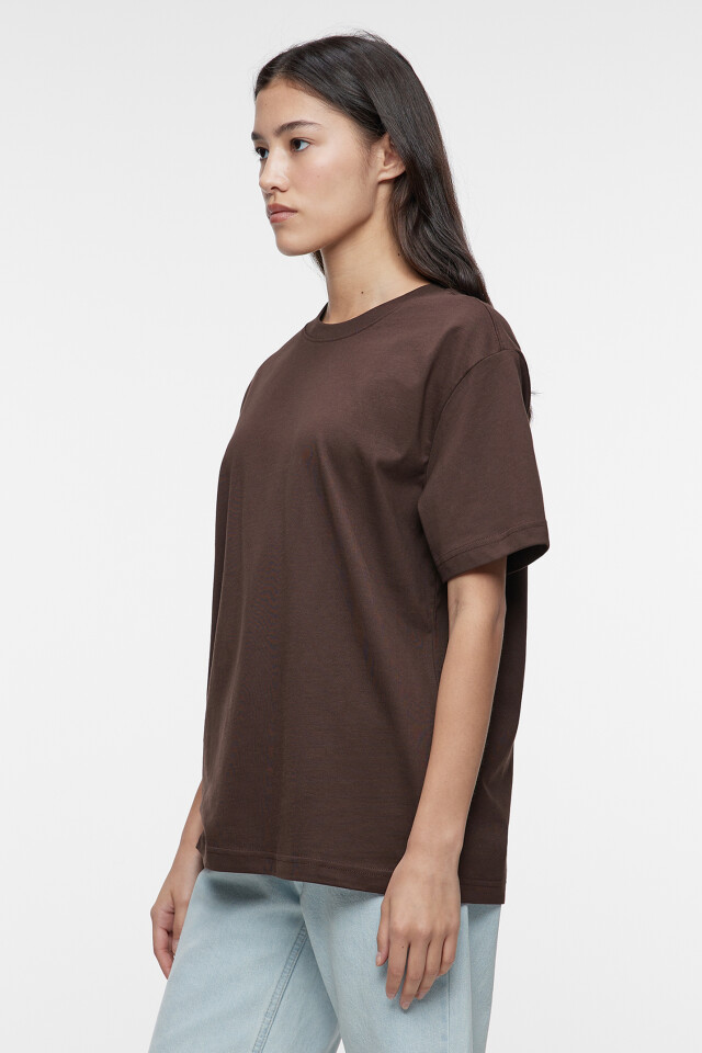 Футболка oversize хлопковая однотонная - цвет коричневый - 2