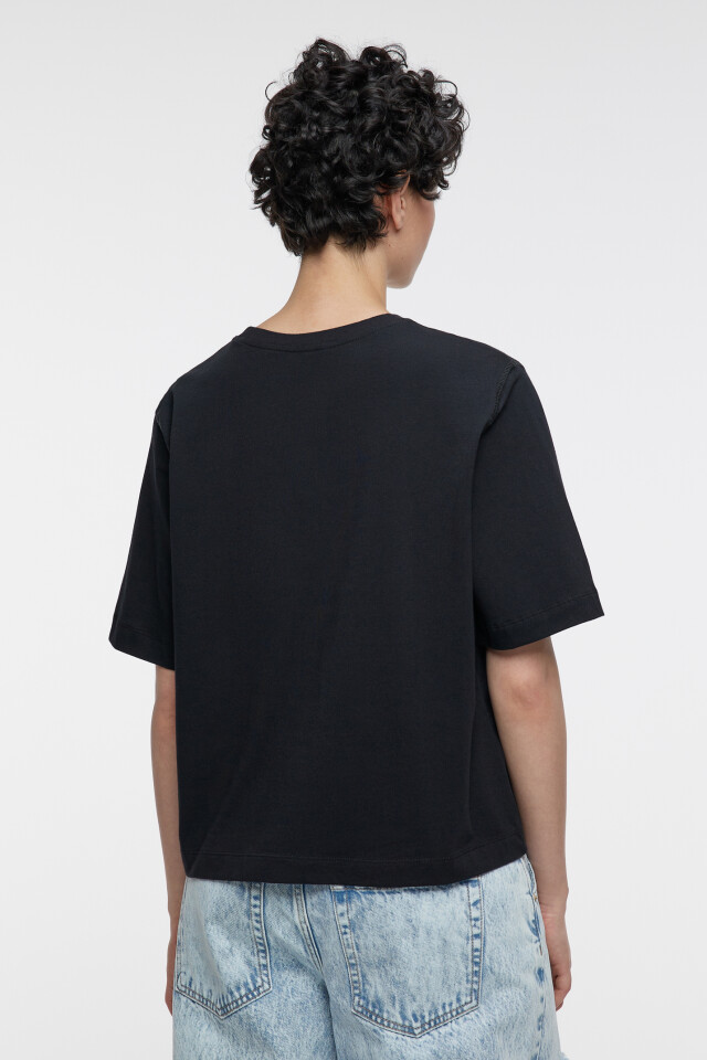 Футболка oversize укороченная хлопковая - цвет черный - 3
