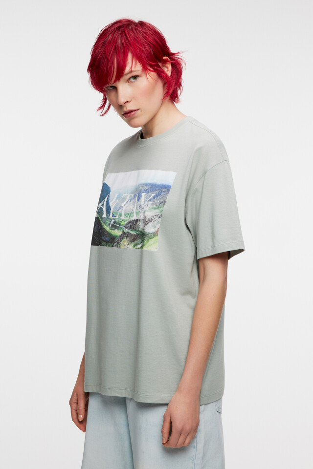 Футболка oversize с принтом природы России - цвет зеленый - 3