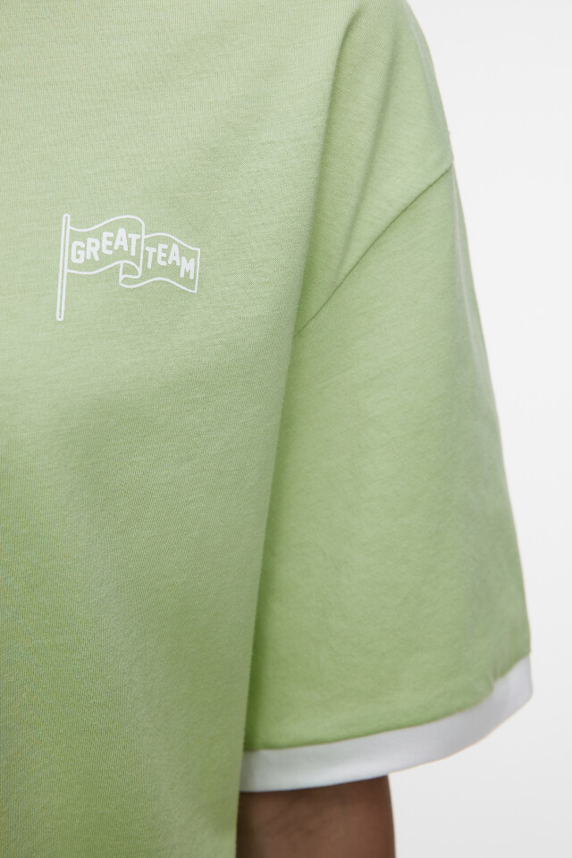 Футболка oversize с принтом в теннисном стиле - цвет зеленый - 6