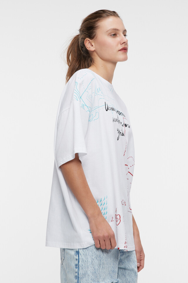 Футболка oversize хлопковая с принтом - цвет мультиколор - 2