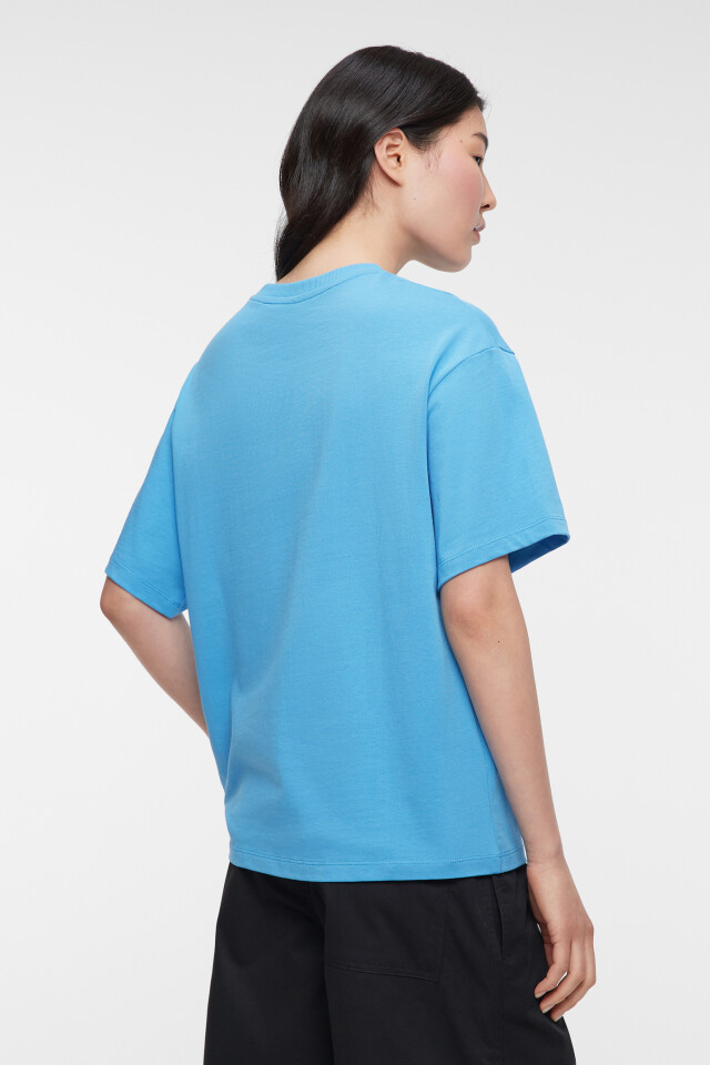 Футболка oversize хлопковая однотонная - цвет голубой - 4