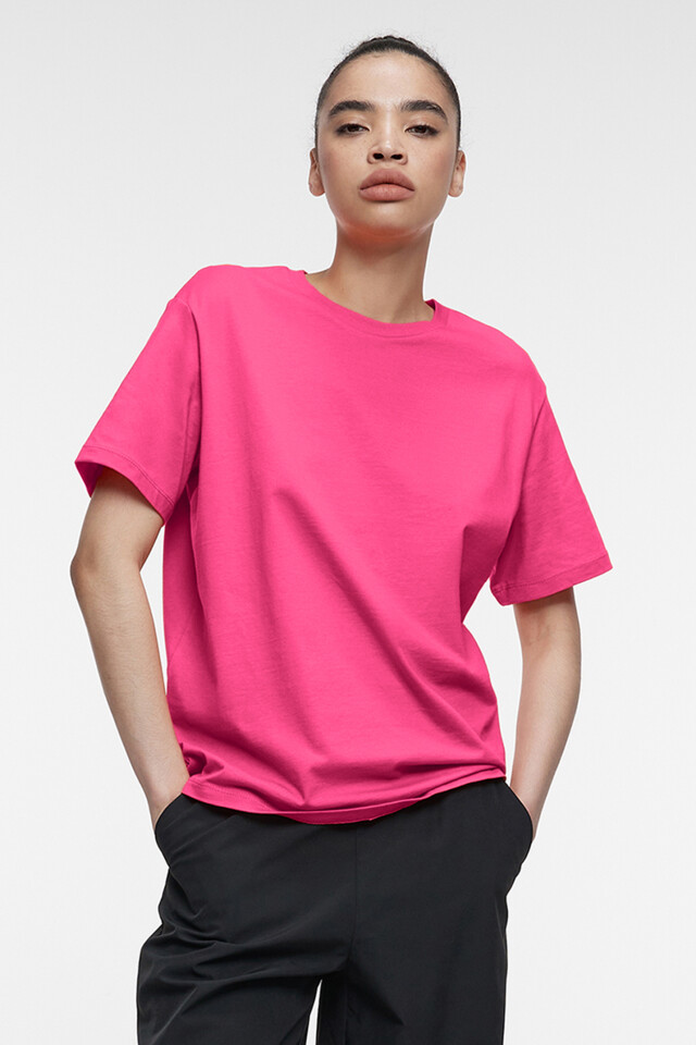 Футболка oversize хлопковая однотонная - цвет розовый - 1