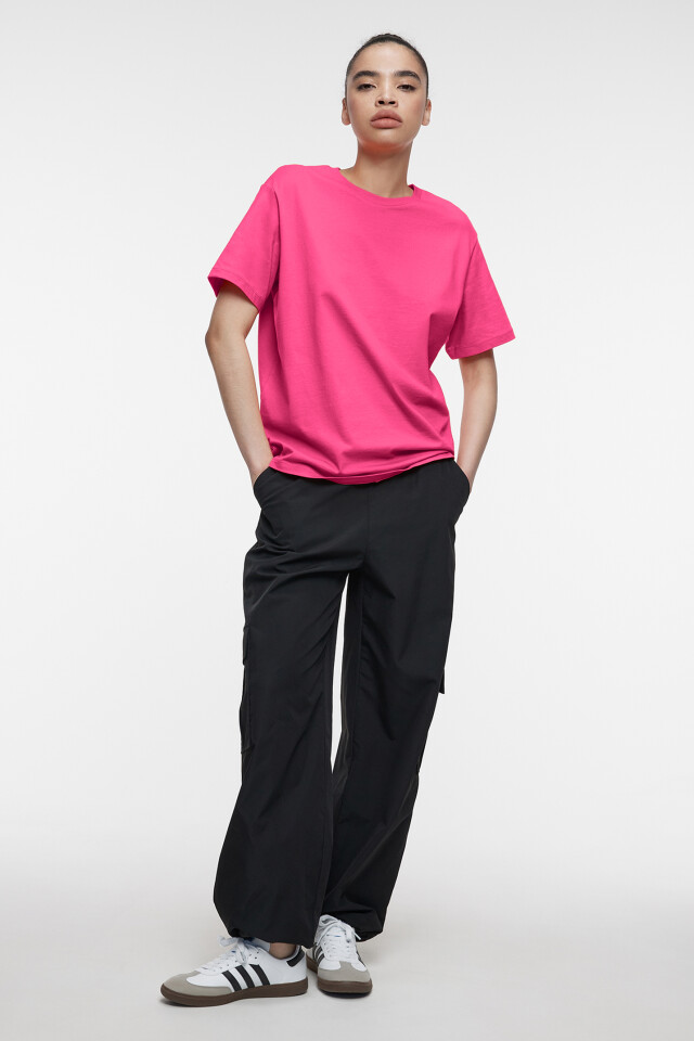 Футболка oversize хлопковая однотонная - цвет розовый - 4