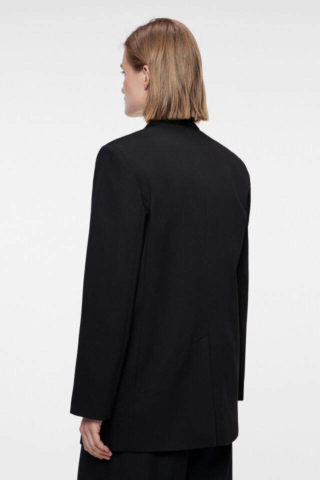 Пиджак oversize однобортный прямого кроя - цвет черный - 4