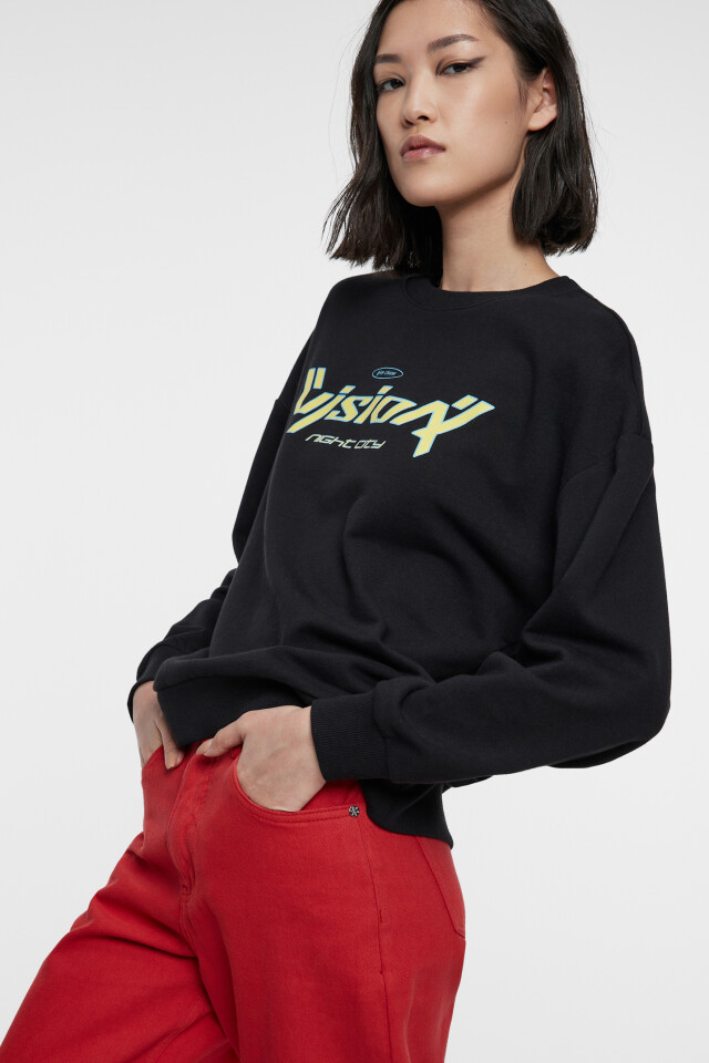 Свитшот oversize хлопковый с гоночным принтом - цвет черный - 8