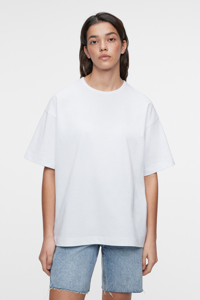 Футболка oversize хлопковая однотонная - цвет белый - 2
