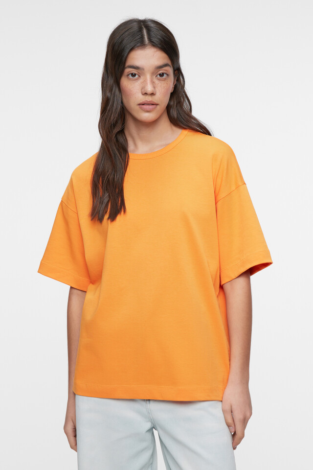 Футболка oversize хлопковая однотонная - цвет оранжевый - 2