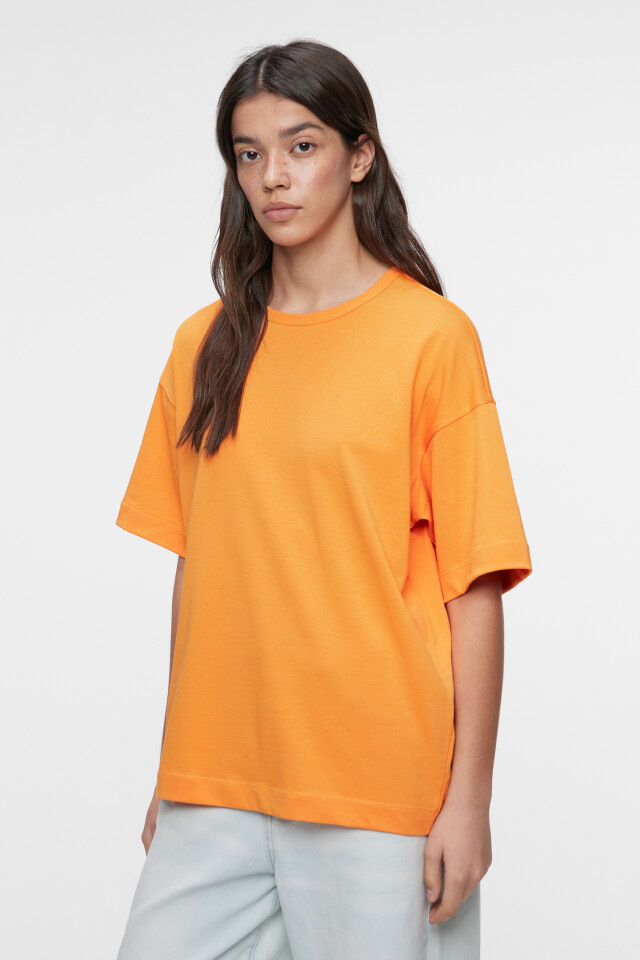 Футболка oversize хлопковая однотонная - цвет оранжевый - 3