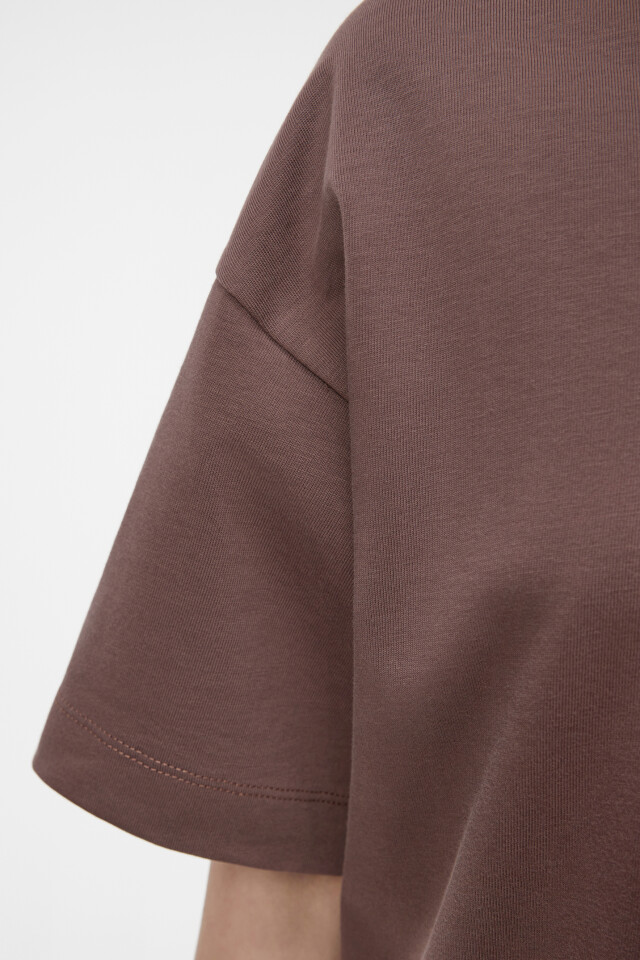 Футболка oversize хлопковая однотонная - цвет бежевый - 5