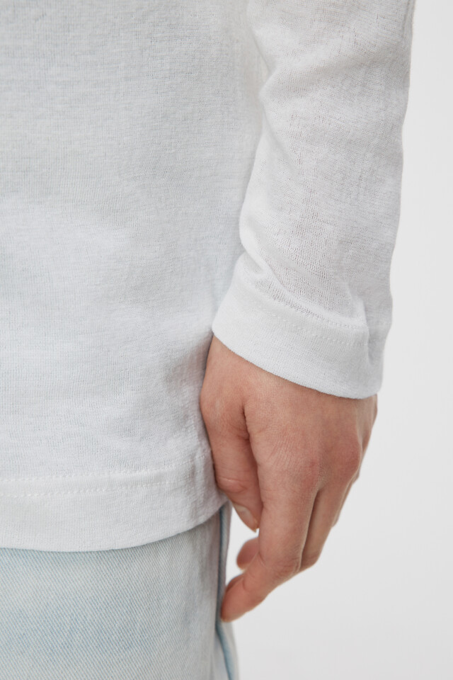 Лонгслив oversize хлопковый с вырезом-лодочкой - цвет белый - 6