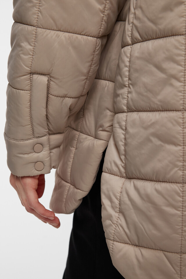 Куртка-рубашка oversize стеганая утепленная - цвет бежевый - 6