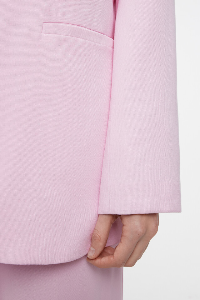 Пиджак oversize однобортный из вискозной ткани - цвет розовый - 7