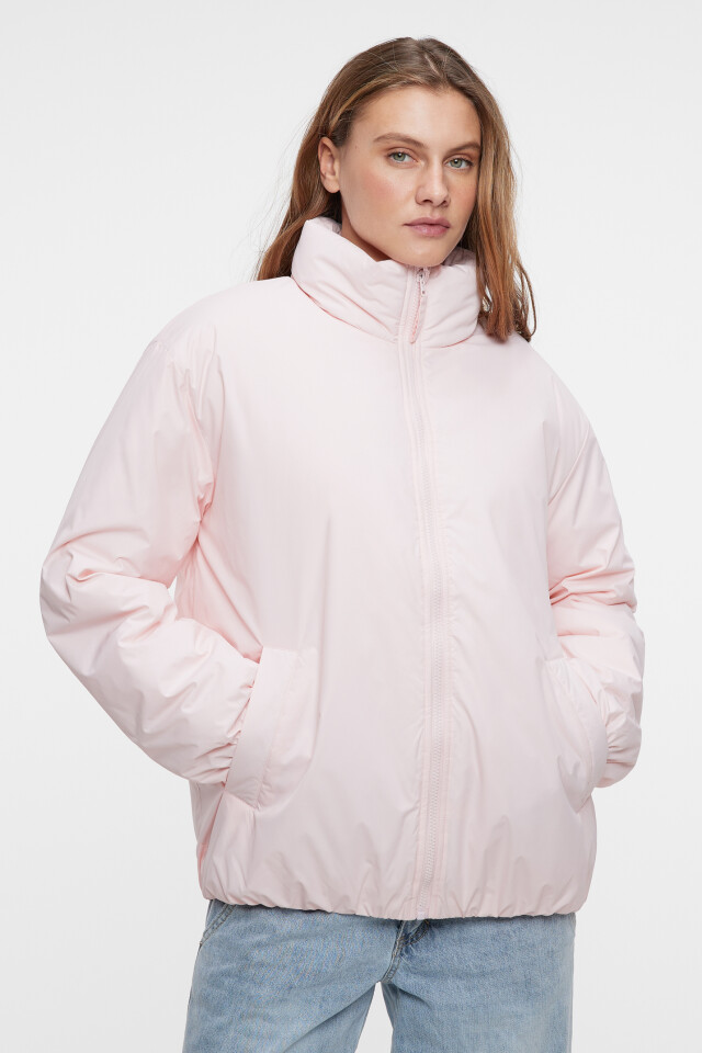 Куртка oversize утепленная с воротником-стойкой - цвет розовый - 2