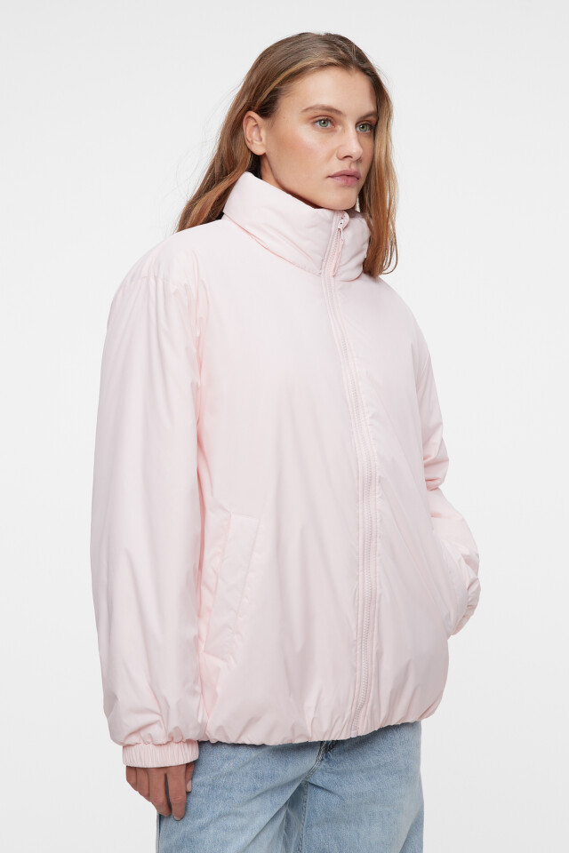 Куртка oversize утепленная с воротником-стойкой - цвет розовый - 3