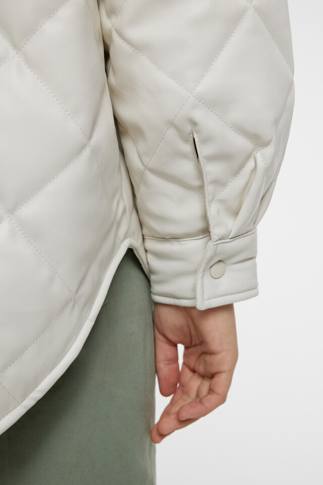 Куртка-рубашка oversize стеганая  - цвет бежевый - 7