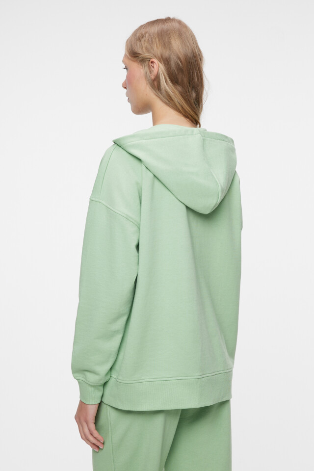 Толстовка oversize хлопковая на молнии с капюшоном - цвет зеленый - 3