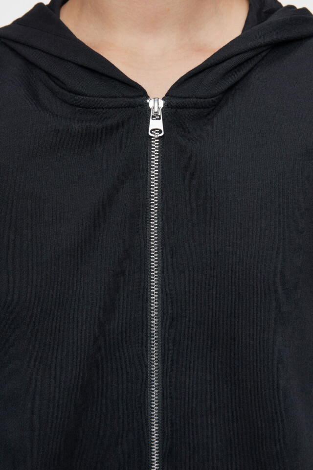 Толстовка oversize хлопковая на молнии с капюшоном - цвет черный - 5